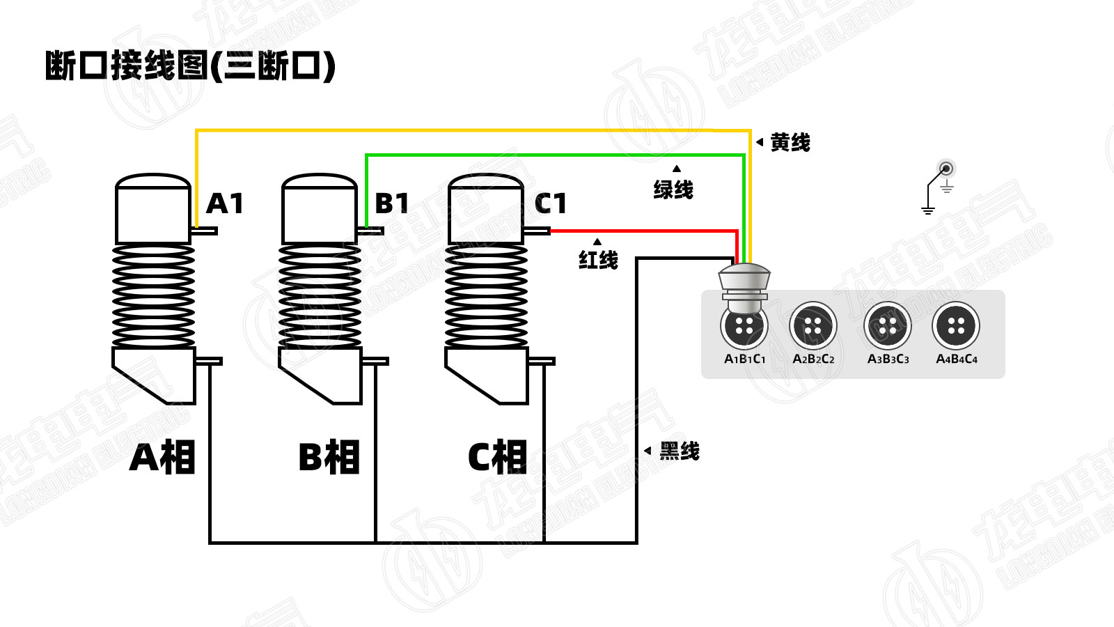 高壓開關測試儀三端口接線圖